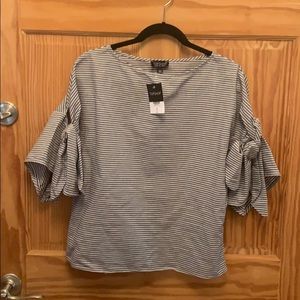 Topshop Striped Knotted Sleeve Top